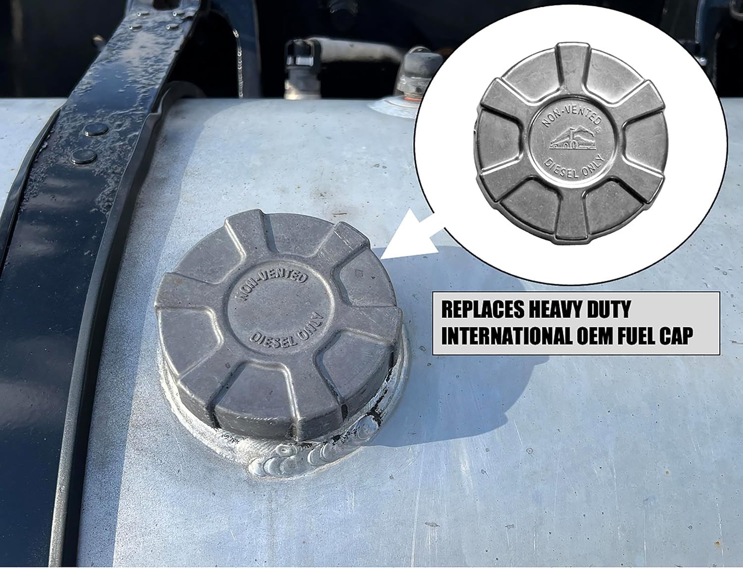 Tapa de combustible diesel de aluminio sin bloqueo nominal de 3 12″ para internacionales seleccionados
