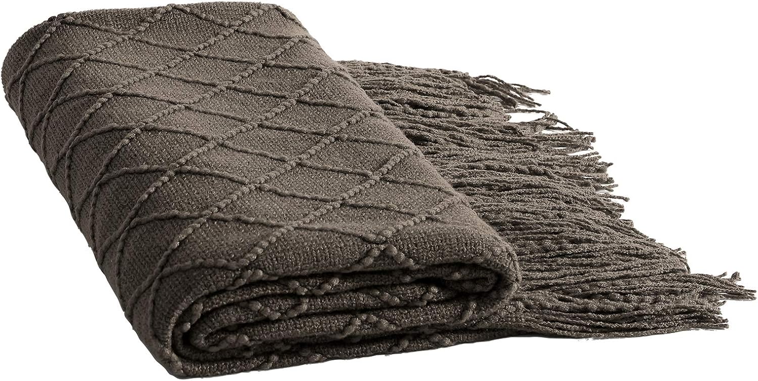 Walensee – Manta para sofá, manta tejida 100% acrílica, manta decorativa ligera con borlas para silla, cama, sofá, viaje, apta para todas las