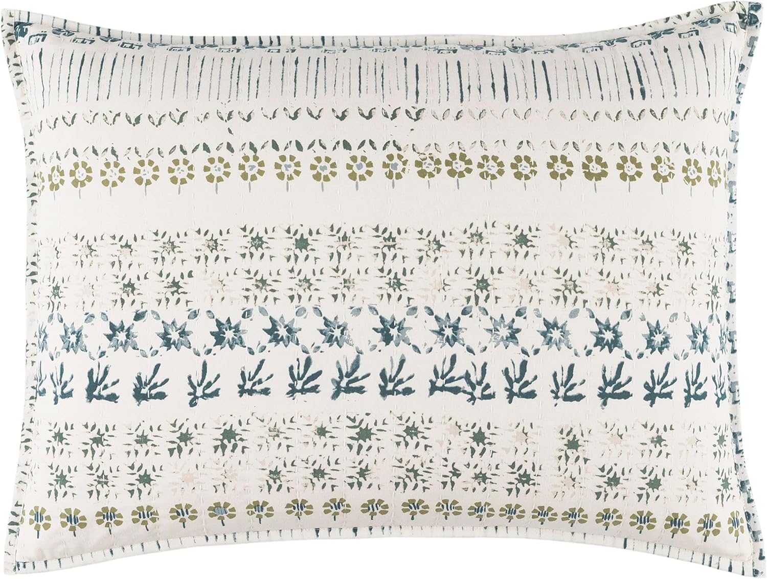 Pine Cone Hill Hawthorn – Funda de almohada neutra, tamaño europeo, patrón floral marfilgris