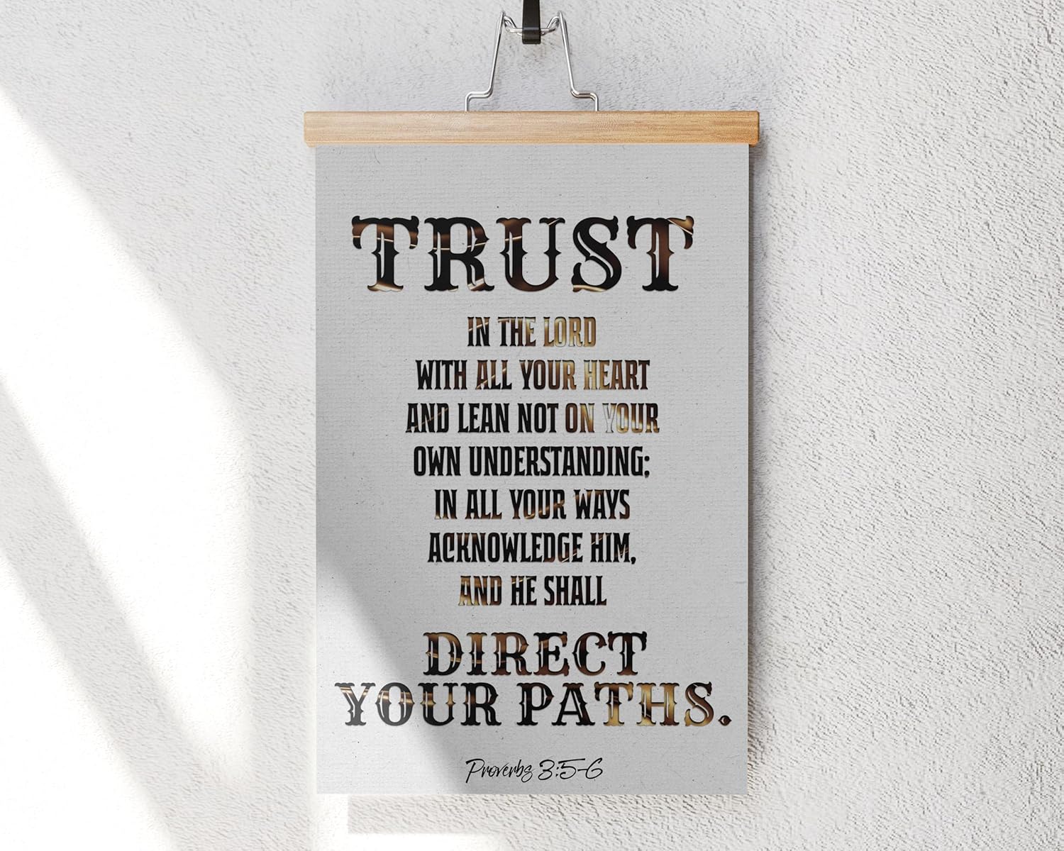 FESOGO – Póster de pared con texto en inglés “Trust In The Lord With All Your Heart” (Confía en el Señor con todo tu corazón) – Proverbios 35,