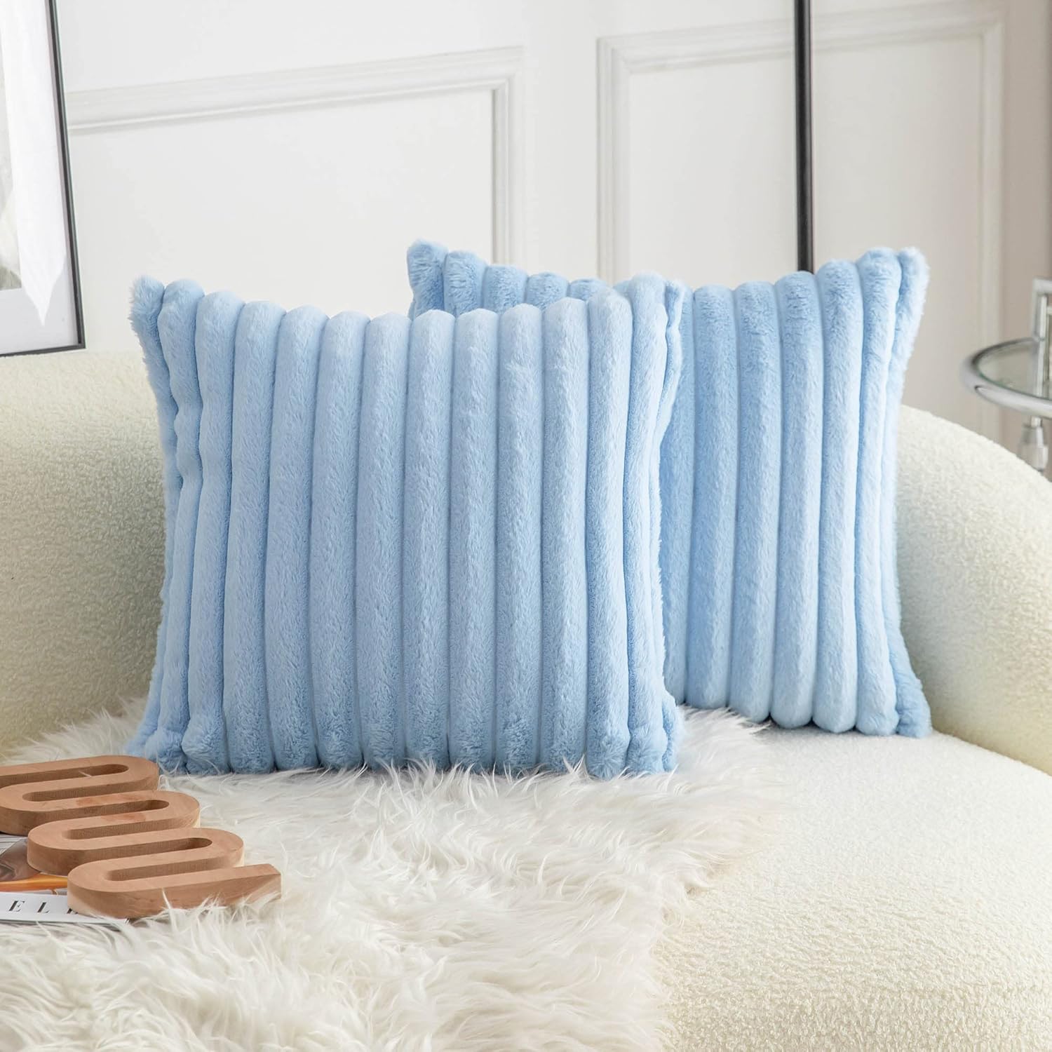 Neelvin Fundas de almohada decorativas de piel sintética de doble cara para sofá, dormitorio, automóvil