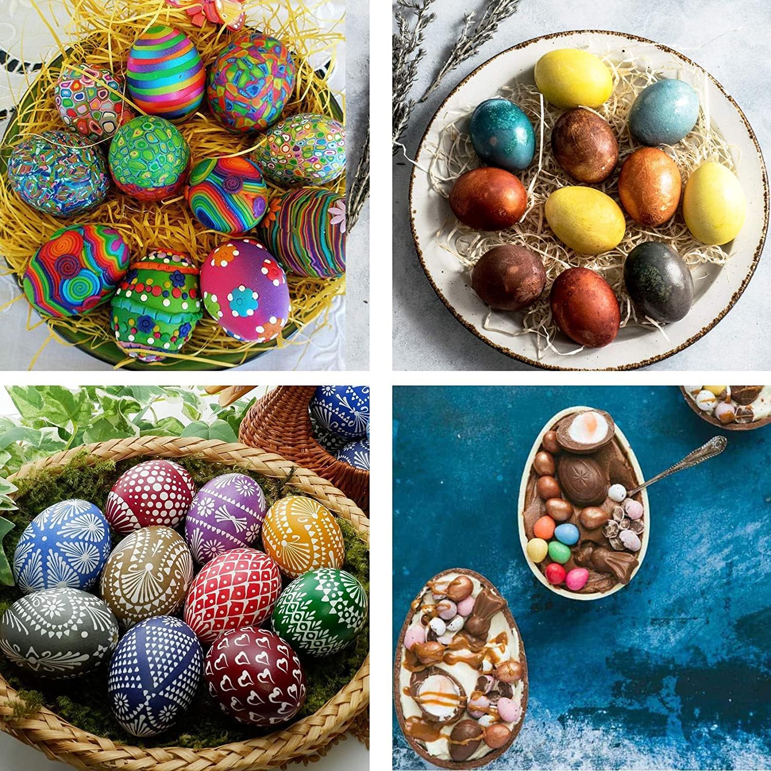 Molde de silicona para huevos de Pascua de 8 cavidades, molde de medio huevo para chocolate con 7 pinceles para pasteles de Pascua, decoración de