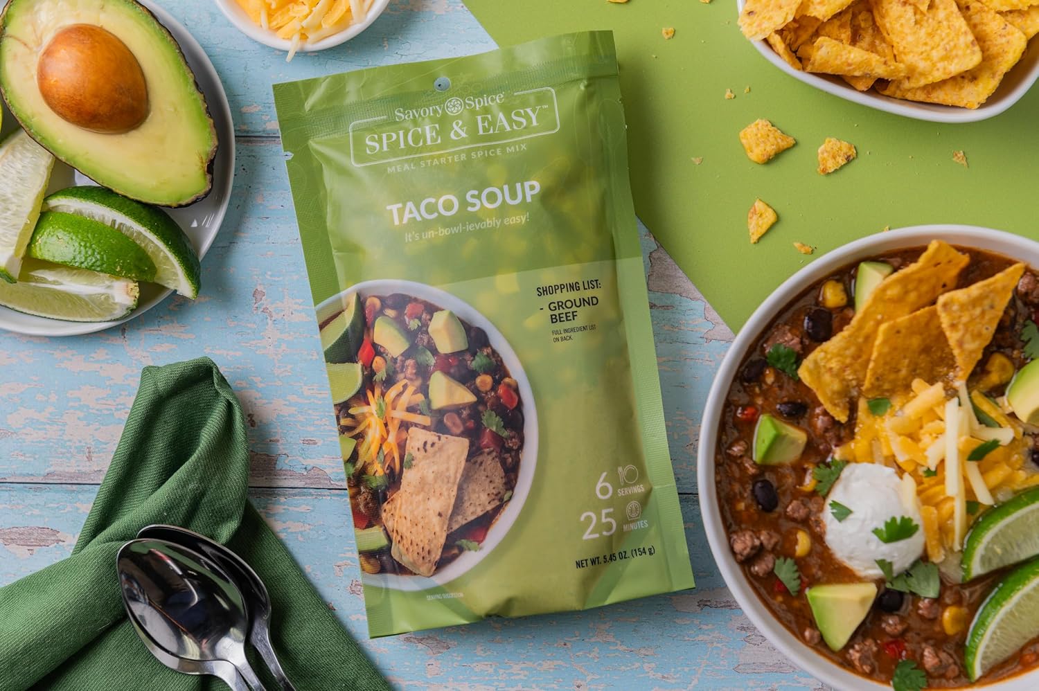 Savory Spice Taco Soup Spice ‘n Easy Mix, paquete de 5.35 onzas (paquete de 5.35 onzas)