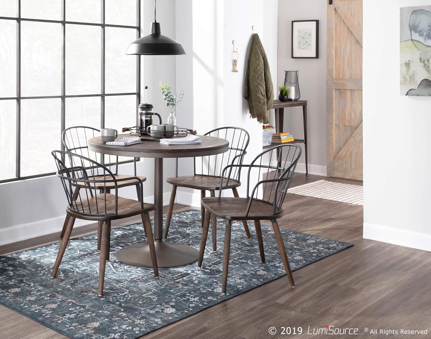 LumiSource Riley – Silla con brazos, sillas de comedor de madera, silla de comedor de granja, sillas de cocina para mesa de comedor
