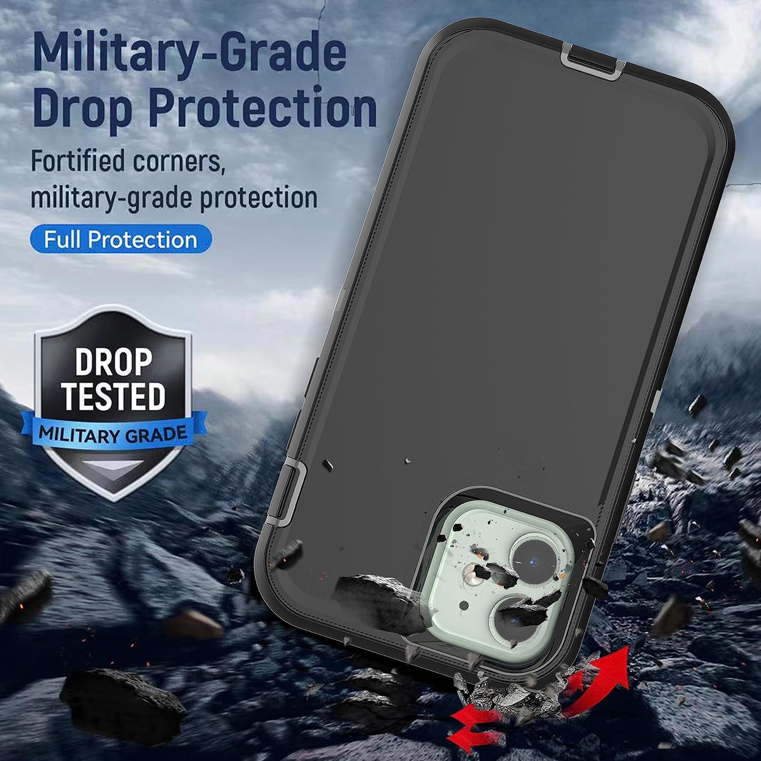 YmhxcY Funda para iPhone 12 y iPhone 12 Pro, a prueba de golpes, a prueba de caídas, a prueba de polvo, a prueba de caídas, 3 capas, duradera, funda