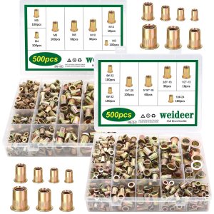 weideer 1000 tuercas remachadoras SAE y métricas 6#-32, 8#-32, 10#-24, 14″-20, 516″-18, 38″-16, 12″-13 M3 M4 M5 M6 M8 M10 M12 Inserto roscado de weideer 1000 tuercas remachadoras SAE y métricas 6#-32, 8#-32, 10#-24, 14″-20, 516″-18, 38″-16, 12″-13 M3 M4 M5 M6 M8 M10 M12 Inserto roscado de