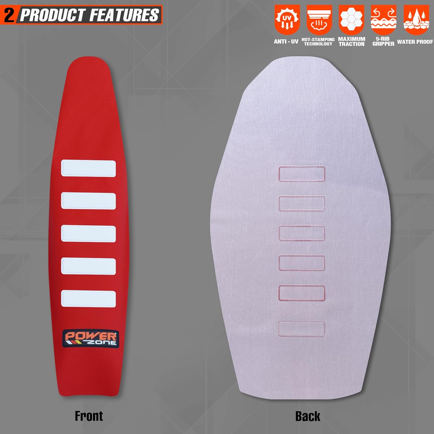 Funda universal para asiento de motocross, agarre suave, antideslizante, color blanco a rayas, para motocicleta, color rojo