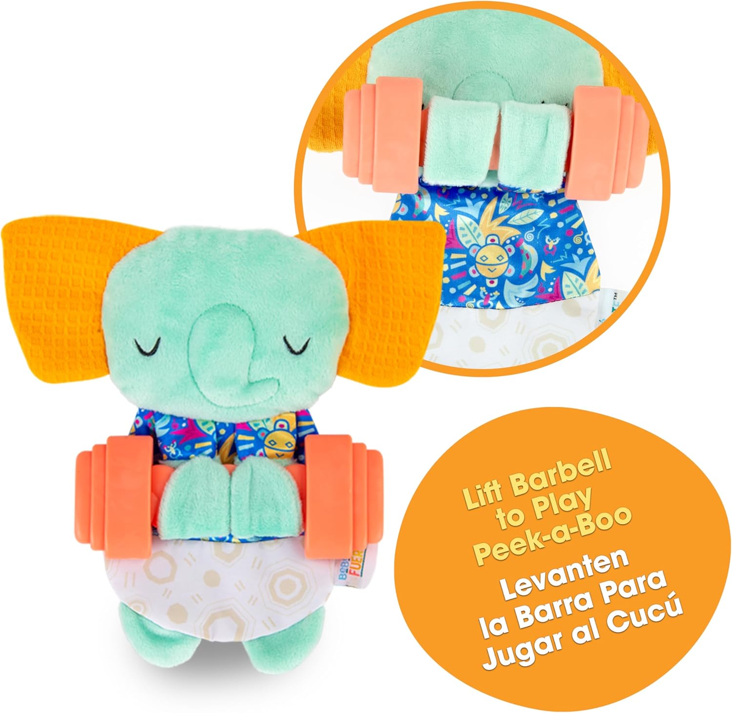 BEBE FUERTE Move & Groove Crinklie Elephant por Robin Arzon – Juguetes para bebés arrugados – Juguetes sensoriales para habilidades motoras finas –