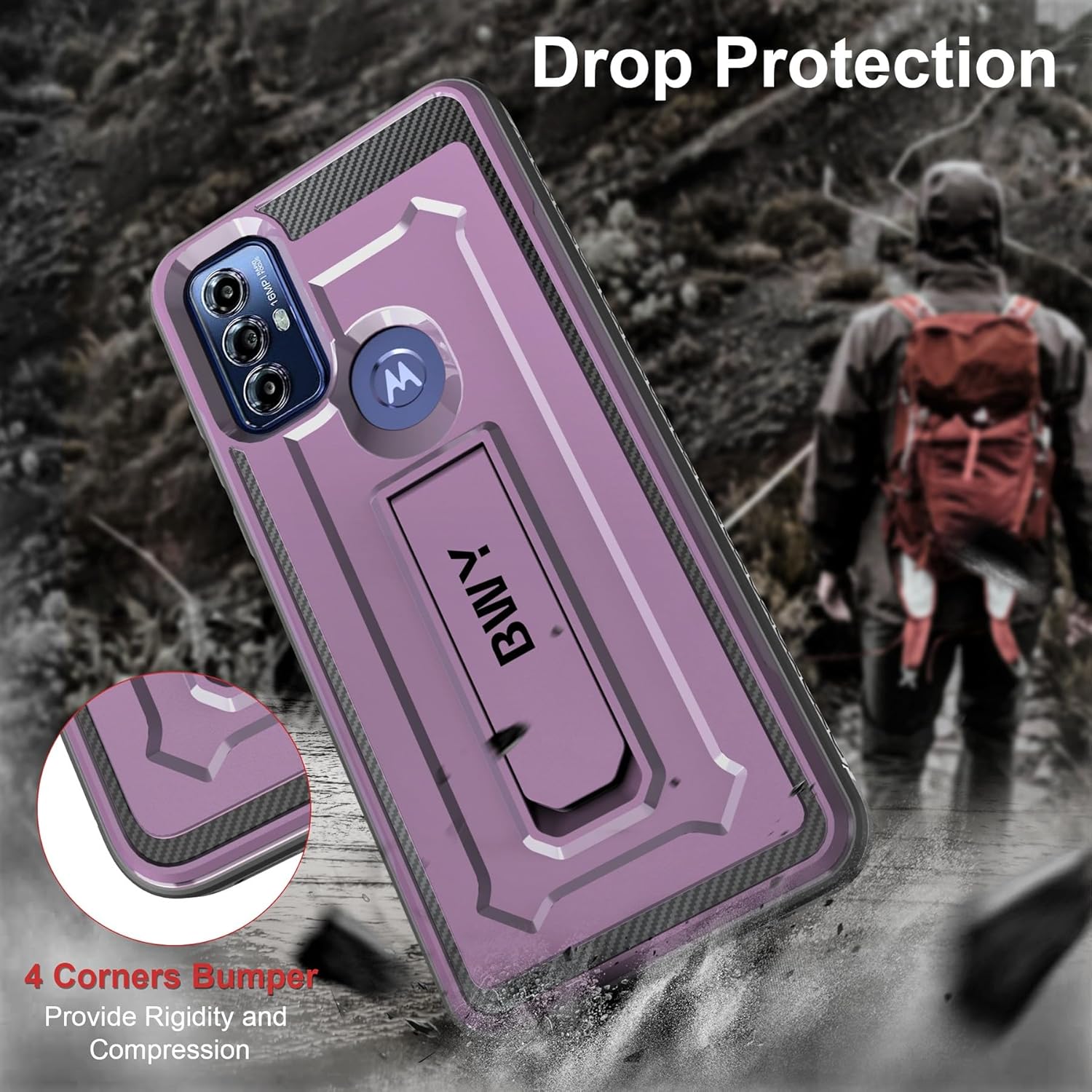 Funda diseñada para Moto G Play 2023 con protector de pantalla, funda protectora militar resistente para teléfono Moto G Play 2023, soporte