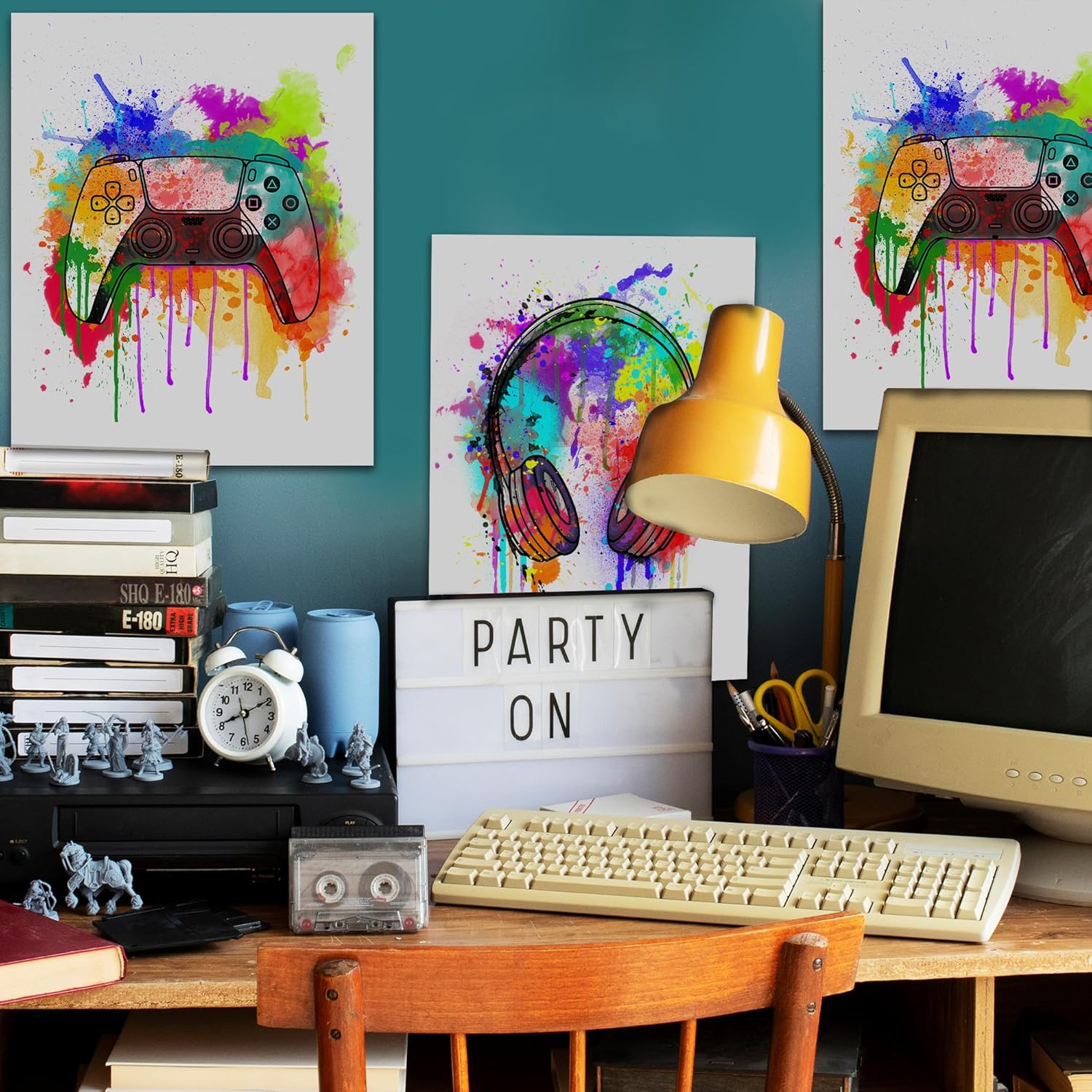 HerZii Prints Juego de 3 pósteres de acuarela para juegos (8 x 10), decoración de pared de habitación de niños para dormitorio, accesorios de sala