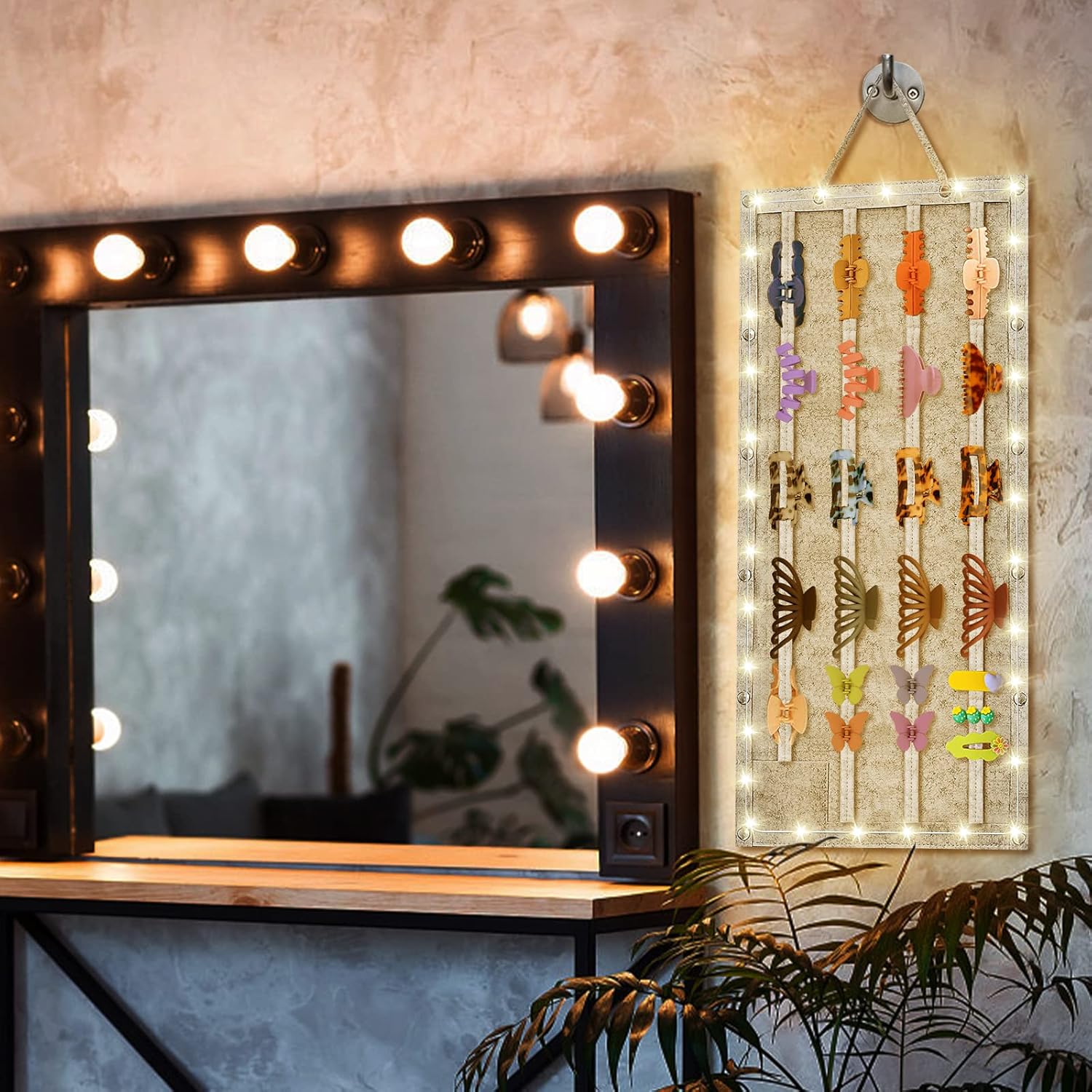 Shinning – Organizador de pinzas para el cabello, organizador grande de pinzas LED para el cabello para niñas, sin olor, duradero, para mujeres,