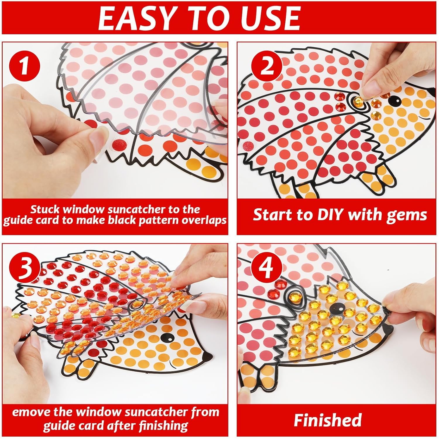 Atrapasoles de diamantes para manualidades de otoño, gemas con forma de animal, manualidades, kits de atrapasoles para niños, kits de pintura de