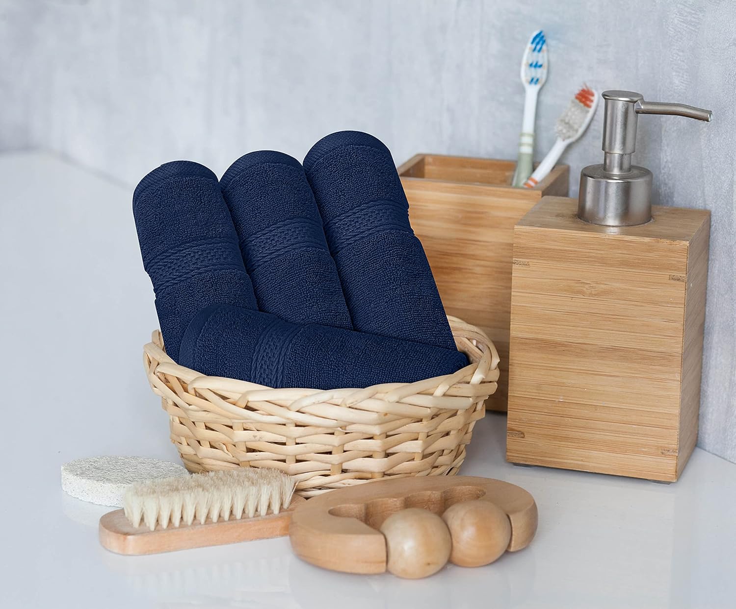 Utopia Towels – Juego de toallas de 8piezas, 2toallas de baño, 2toallas de mano y 4 para la cara, 100% algodón hilado en anillo, 600GSM,