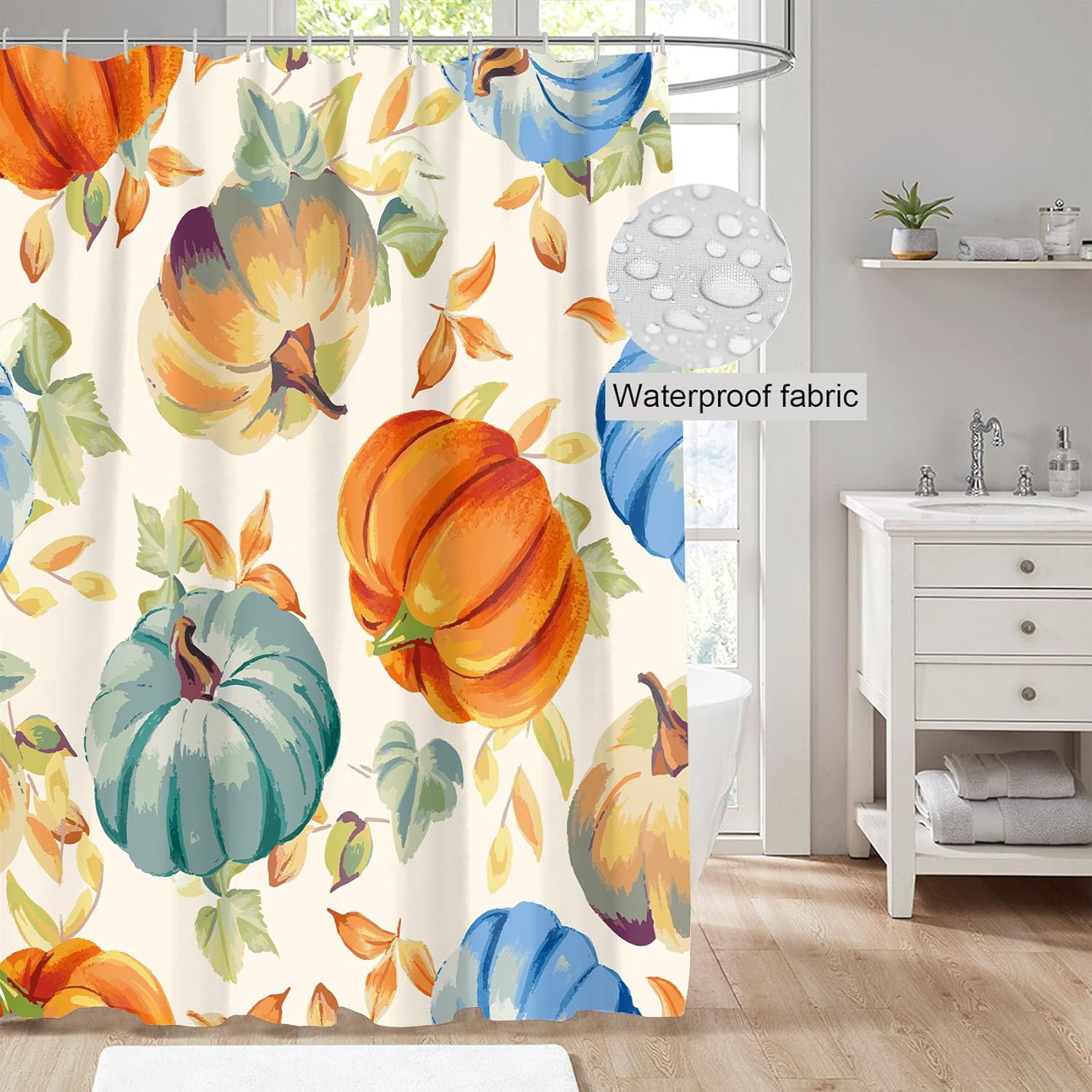 Clearance Items – Cortina de ducha de otoño, cortina de ducha de calabaza de Acción de Gracias, juego de baño de otoño, decoración de baño, 72 x 72