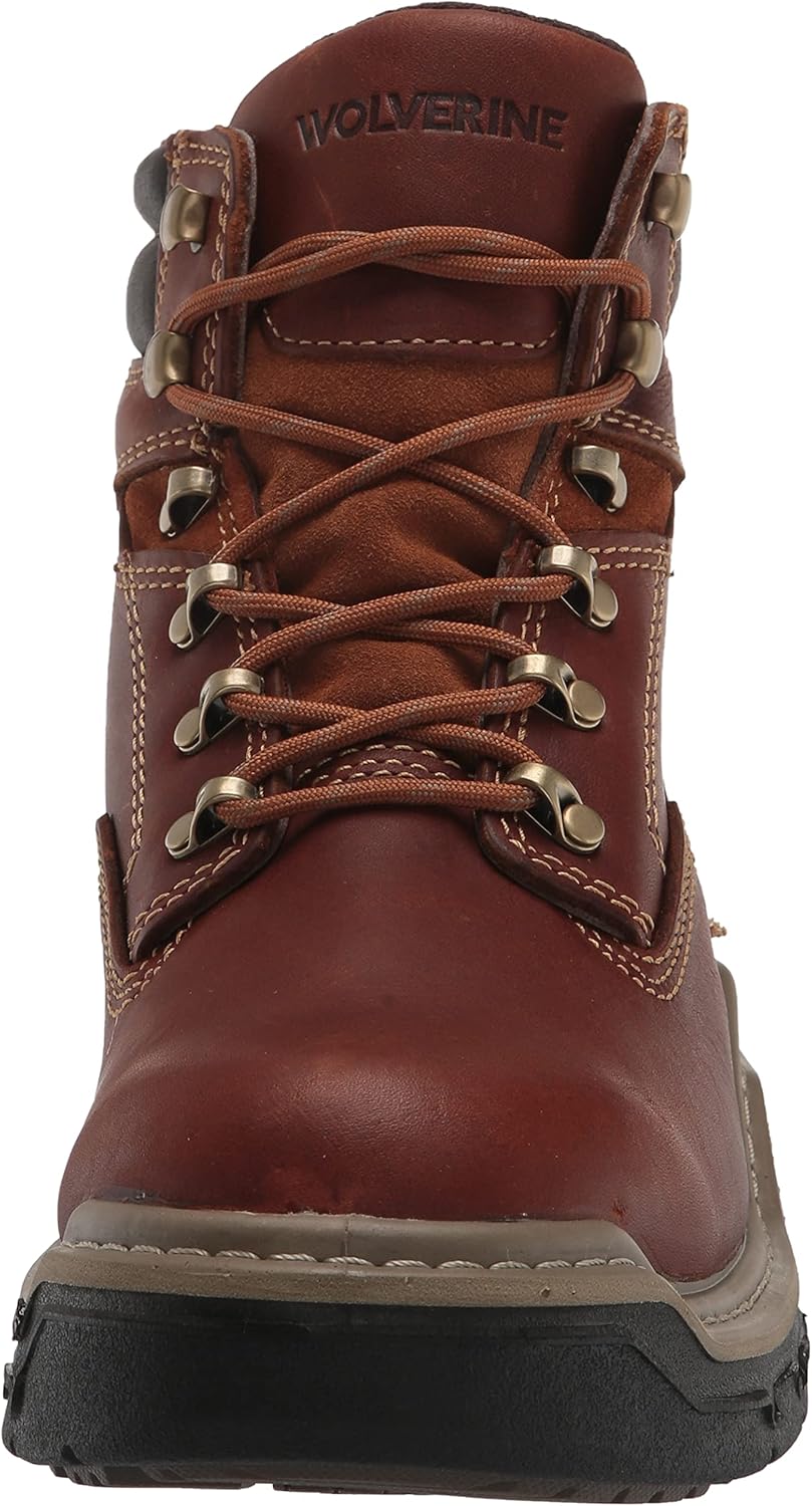 WOLVERINE Raider DuraShocks – Botas de construcción de punta suave de 6 pulgadas para hombre, Maní , 12