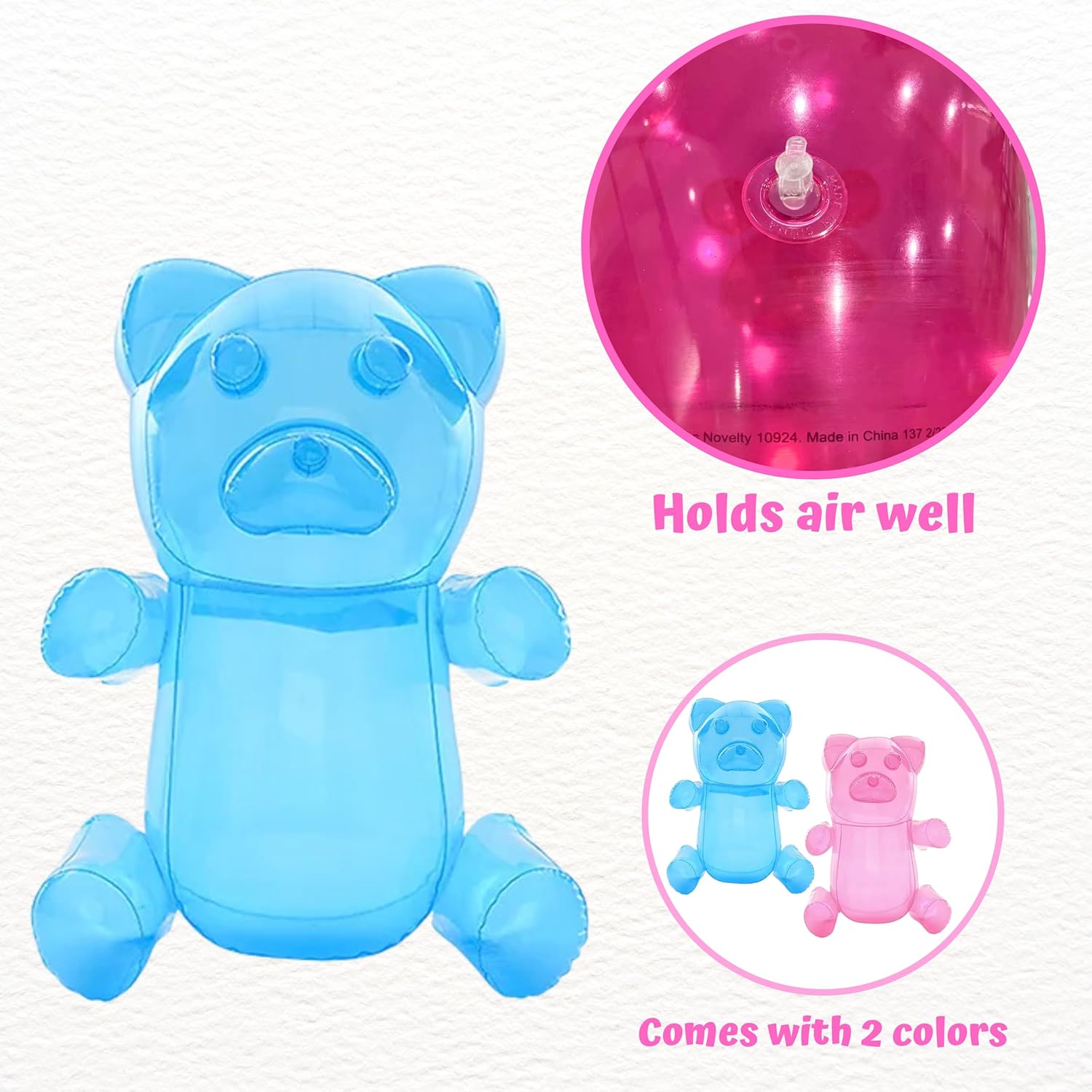 2 ositos inflables de gomita de 24 pulgadas, decoraciones de fiesta de Candyland para niñas, recuerdos de fiesta de cumpleaños, piruleta de dos