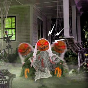 YUJUN Decoración animada de Halloween para Halloween, decoración de activación LED de Halloween, calabaza aterradora, fantasma, inducción de sonido, YUJUN Decoración animada de Halloween para Halloween, decoración de activación LED de Halloween, calabaza aterradora, fantasma, inducción de sonido,