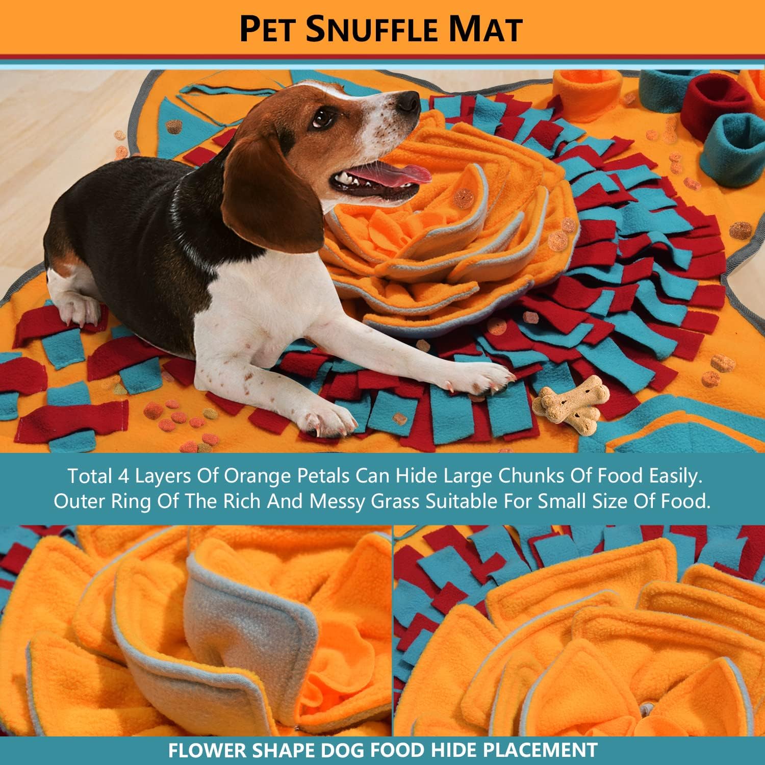 Alfombrilla antideslizante para alimentación de mascotas, 28 x 28 pulgadas, juguetes interactivos de rompecabezas para cachorros, alimentador lento