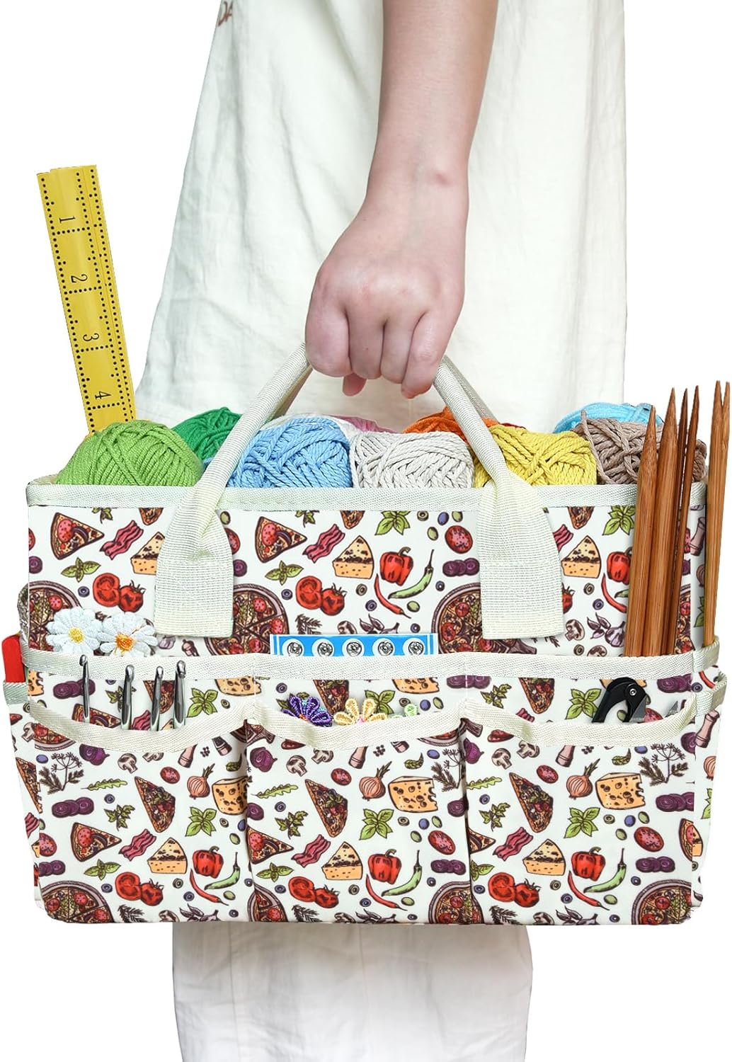 qianshan Bolsa organizadora de manualidades con múltiples bolsillos, organizador grande de almacenamiento de arte con asas para arte, manualidades,