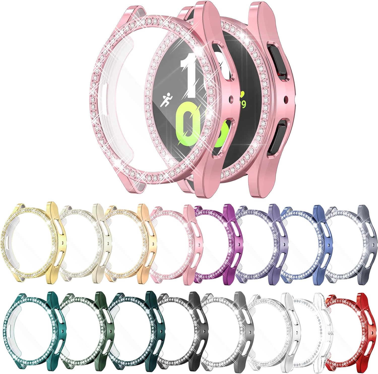 Paquete de 16 protectores de pantalla de reloj compatibles con Samsung Galaxy Watch 54 de 1.575 pulgadas, funda brillante de poliuretano