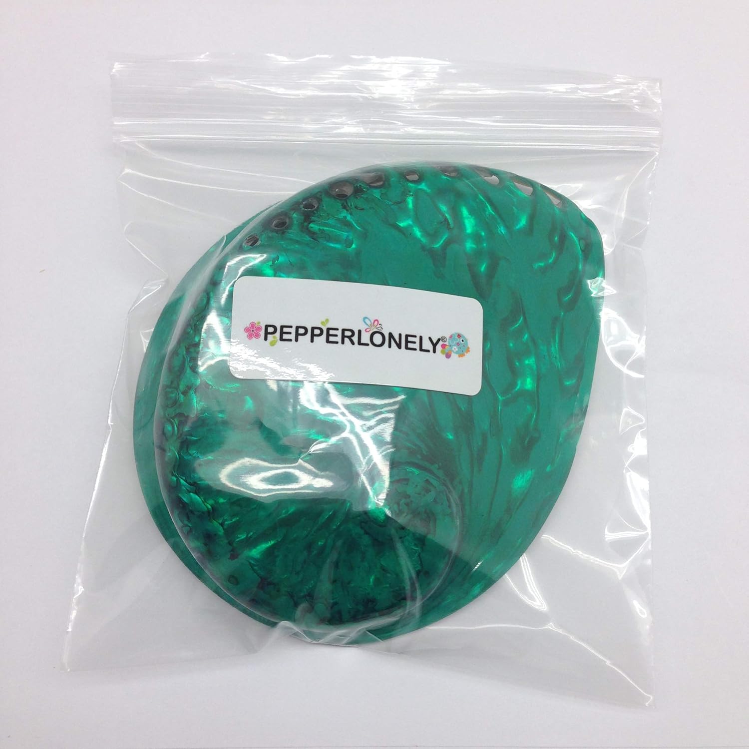 PEPPERLONELY 1 unidad de conchas marinas de abulón Midas verde esmeralda brillante pulidas para decoración y exhibición del hogar, 5 pulgadas  6