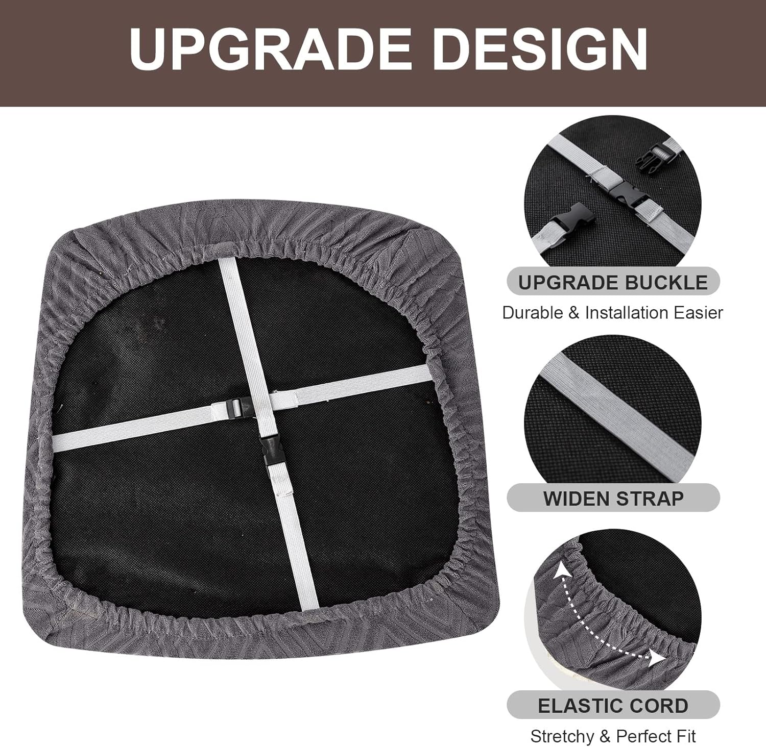 Genina Juego de 4 fundas de asiento impermeables para sillas de comedor, fundas protectoras elásticas para silla de comedor, para cocina, hotel (4,
