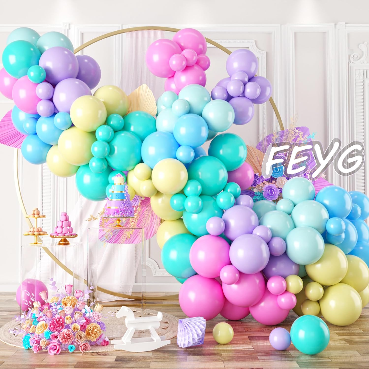 Kit de guirnalda de globos pastel, kit de arco de guirnalda de globos arcoíris, 6 globos multicolor surtidos, arco de globos de colores surtidos,