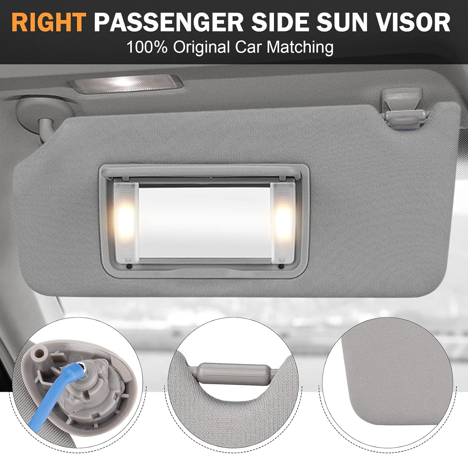 Visera solar del lado del pasajero derecho para Honda Accord 2008 2009 2010 2011 2012 Gris Reemplazar # 83230TA0A91ZA 83280-TA5-A51ZA