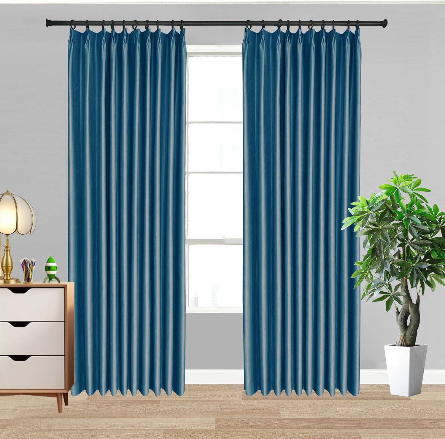 ZZYYQ Cortinas plisadas opacas ignífugas para dormitorio con aislamiento térmico, 84 pulgadas de largo, 84 pulgadas de ancho x 84 pulgadas de largo,