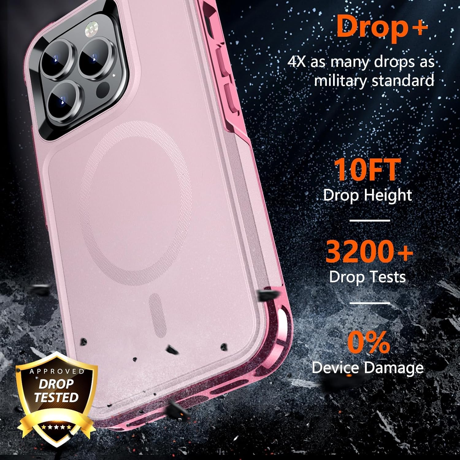SUPFINE Funda magnética para iPhone 13 Pro (compatible con MagSafe) (protección contra caídas de grado militar de 10 pies), 2X (protector de