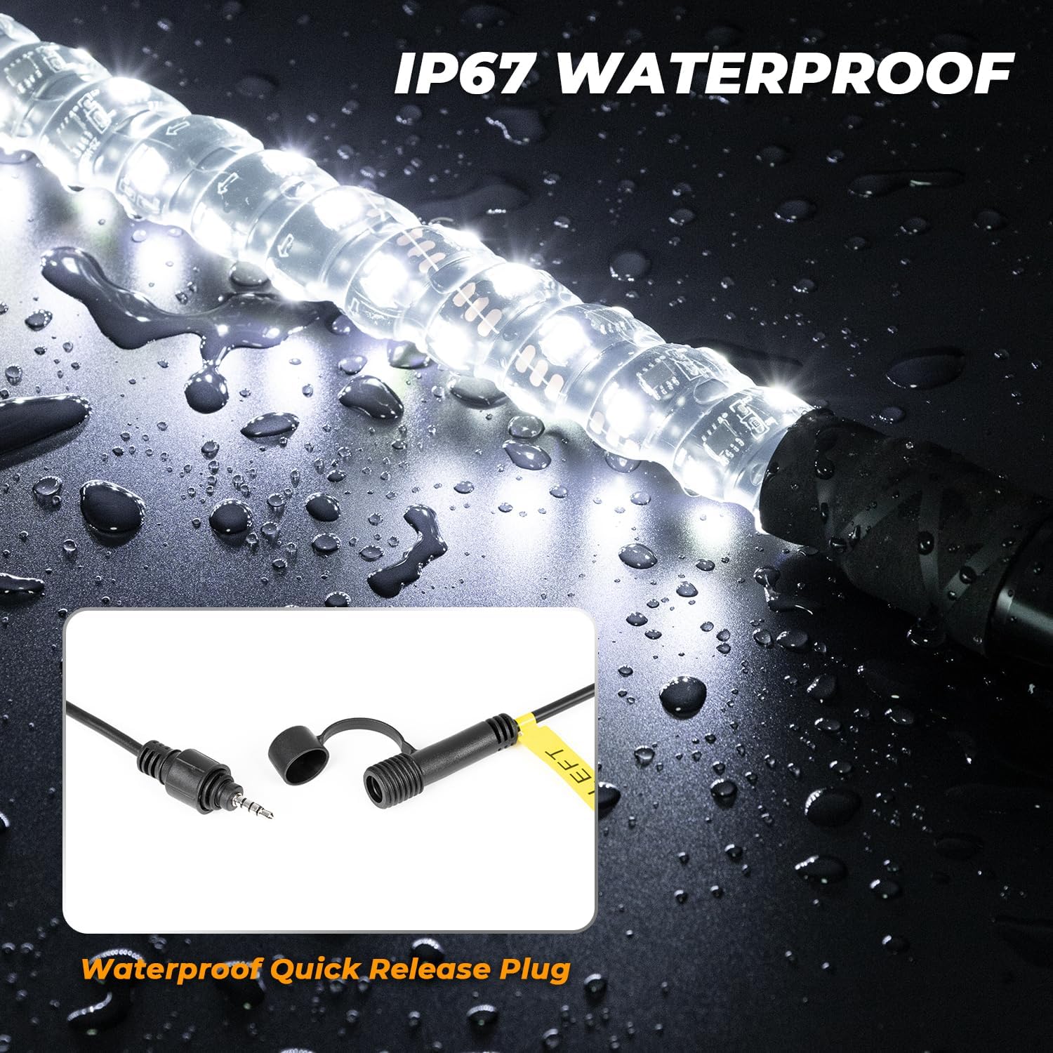 Luz LED blanca pura de 3 pies en espiral RGB Chase Light Offroad 360 Spiraling Rising Dream Wrapped Dancing Whips