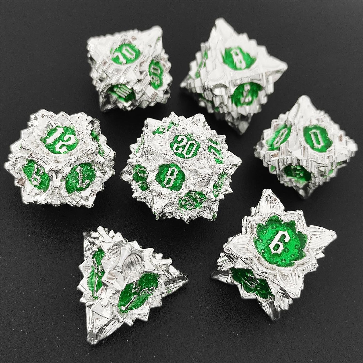 Juego de dados de metal DND Dungeons and Dragons D&D, 7 piezas de dados gigantes poliédricos MTG, juego de rol de mesa, juego de rol Pathfinder,