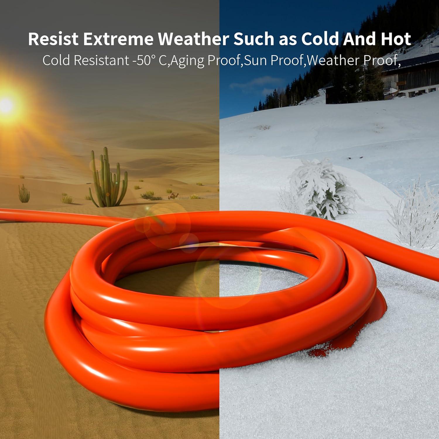 HUANCHAIN Cable de extensión para exteriores calibre 163 de 100 pies, impermeable, con cable de alimentación de 3 clavijas iluminado y flexible para