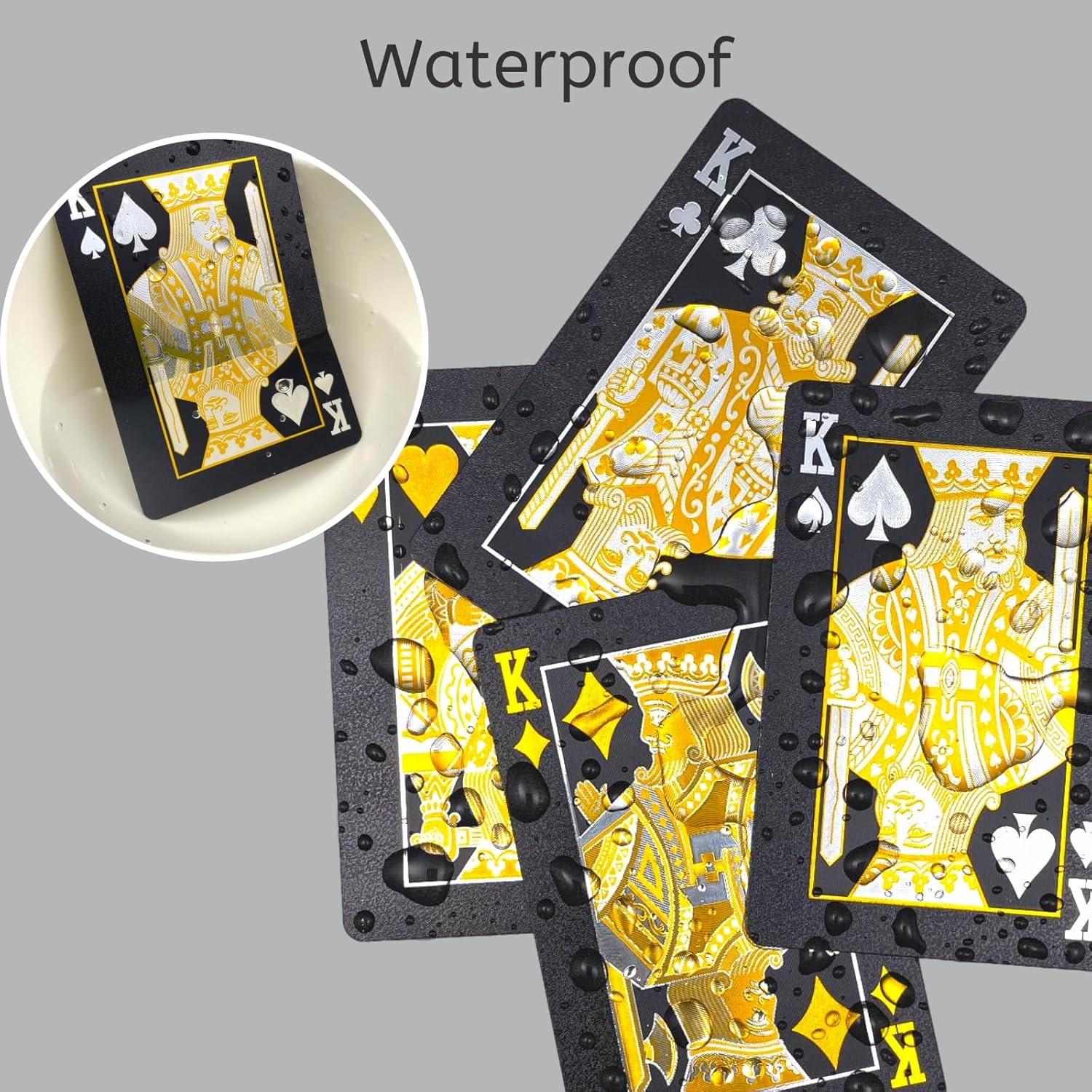 Obokata Waterproof Cards, Black Playing Cards, Deck of Cards, Plastic Waterproof Playing Cards, Poker for Pool Game, Family Party Game, Camping.