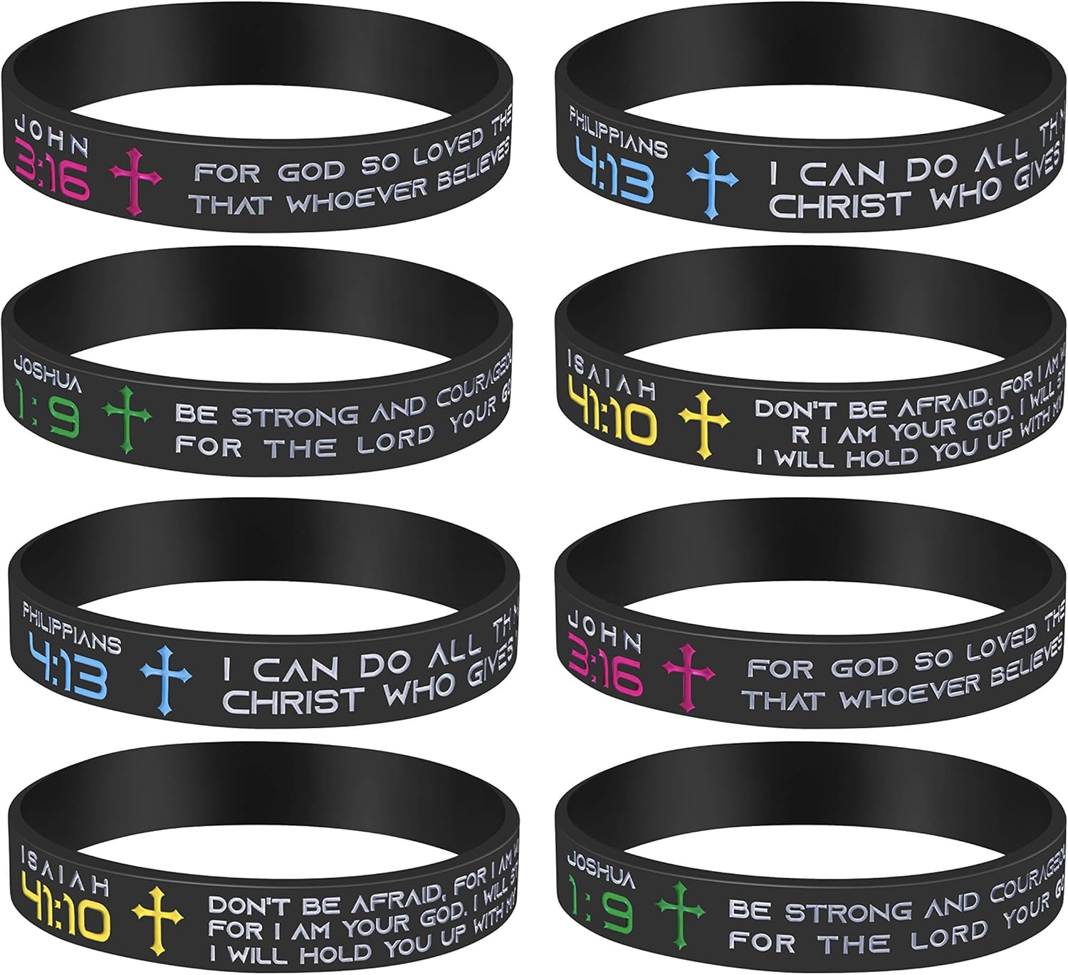 Juego de 4 pulseras motivacionales de silicona con versículos bíblicos de Filipenses 413, joyería religiosa cristiana, regalo para hombres y mujeres