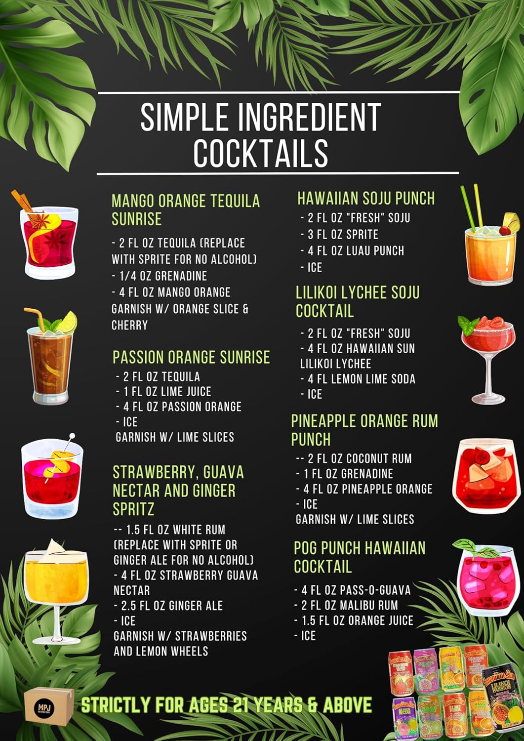 Hawaii Sun – Jugo de frutas tropicales, 11.5 onzas (paquete de 24 latas) (naranja pasión)