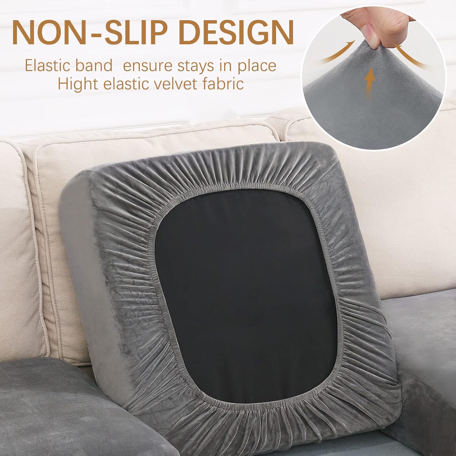 hyha Fundas de cojín de terciopelo para sofá, fundas elásticas para sofás modulares en forma de L, fundas para tumbonas, fundas de asiento de