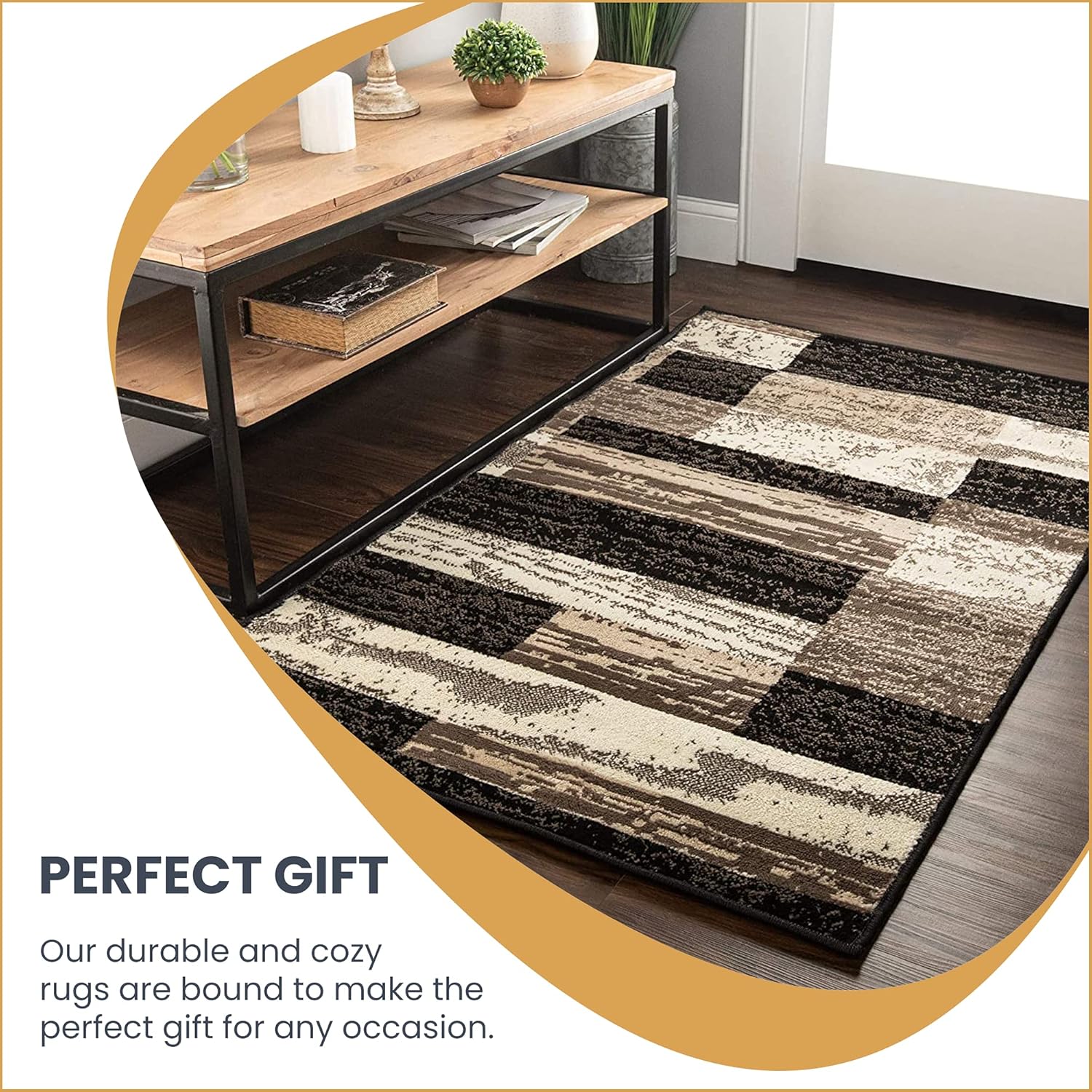 Superior – Alfombra de área para interiores, respaldo de yute, decoración moderna geométrica, dormitorio, oficina, sala de estar, entrada, suelos de
