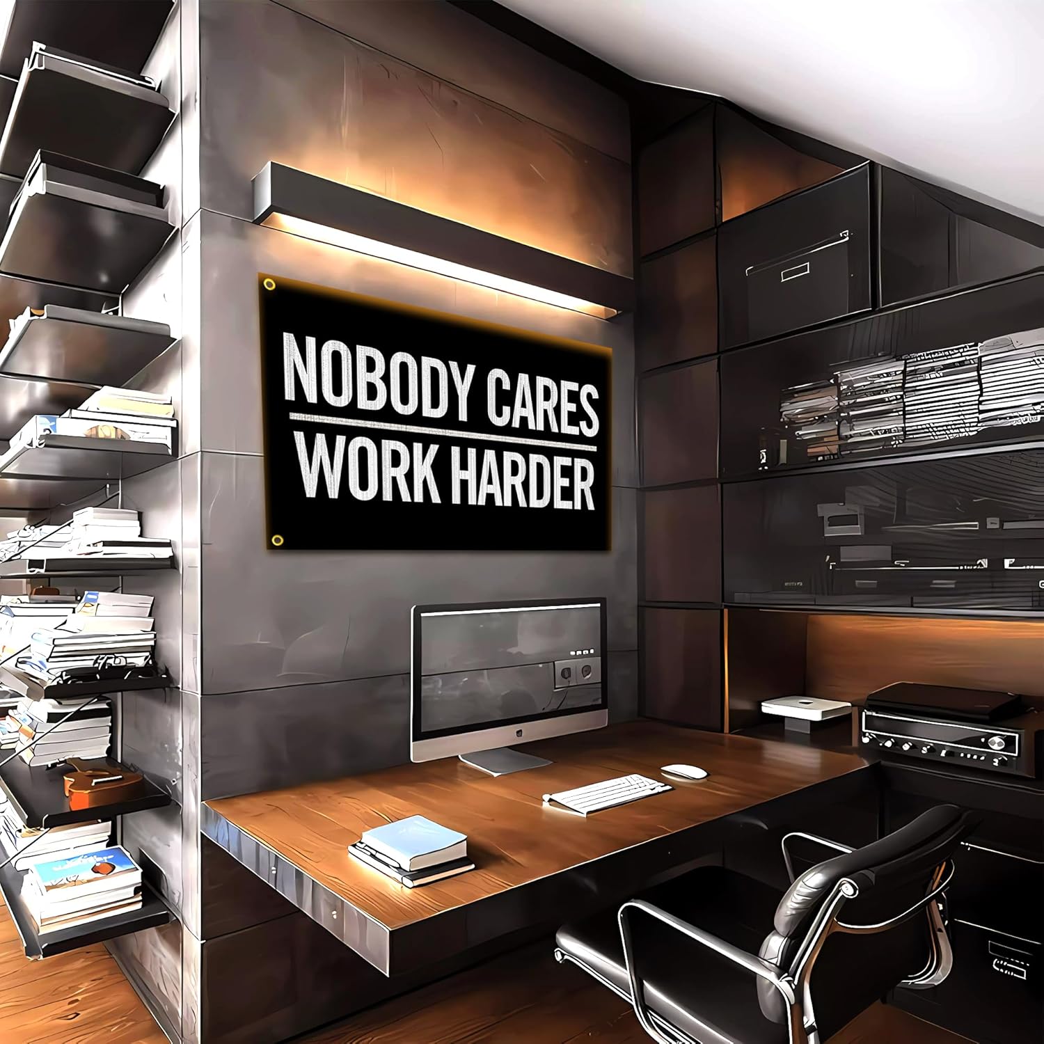 Bandera de Nobody Cares Work Harder de 3 x 5 pies, banderas inspiradoras de fitness para el hogar, gimnasio, decoración de pared, habitación,