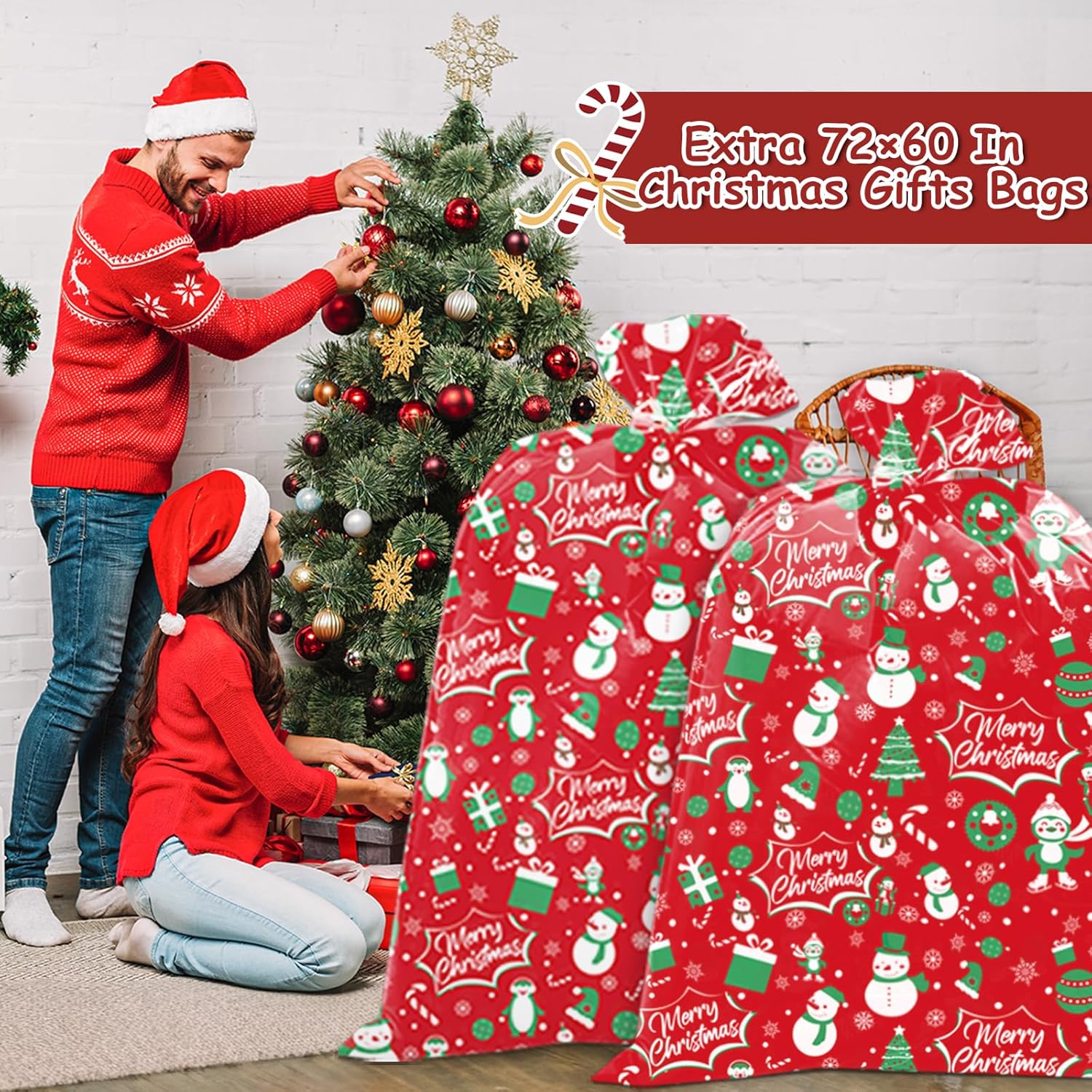 HYmoso Bolsas de regalo de Navidad extragrandes, 4 bolsas de regalo de bicicleta jumbo para regalos de Navidad gigantes de gran tamaño, bolsa de