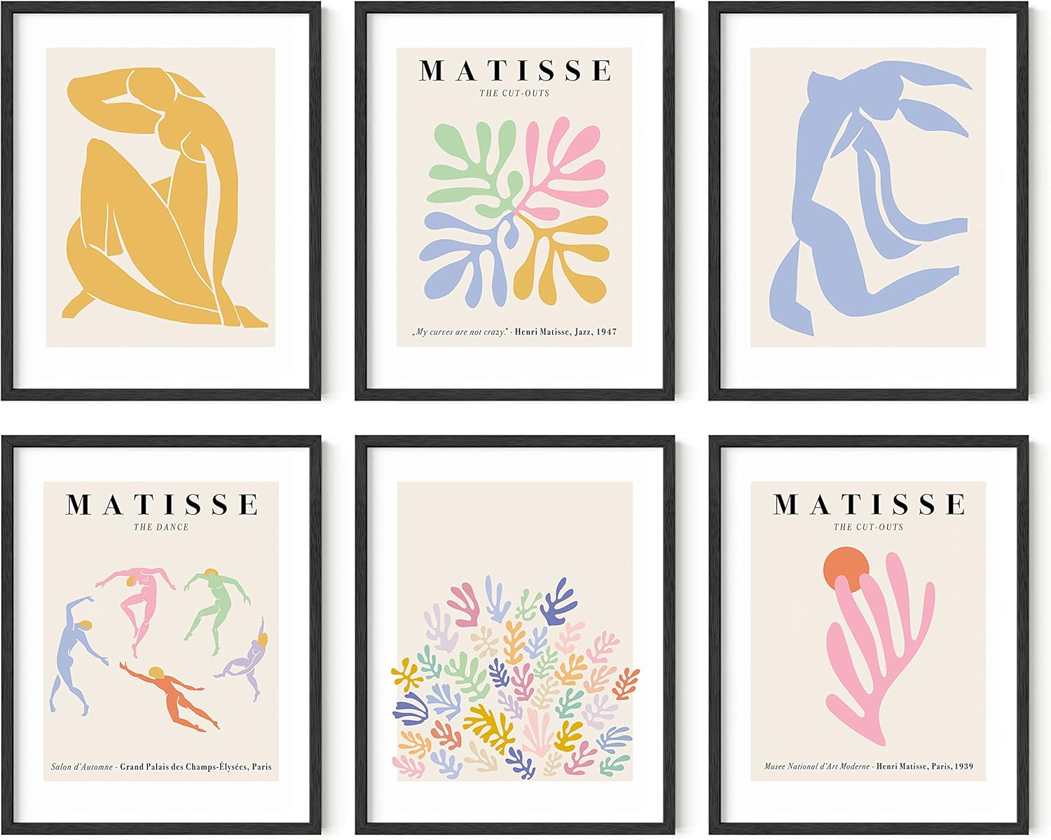 Haus and Hues – Juego de póster de Matisse, juego de póster minimalista, juegos de póster para estética de habitación, juego de arte de pared