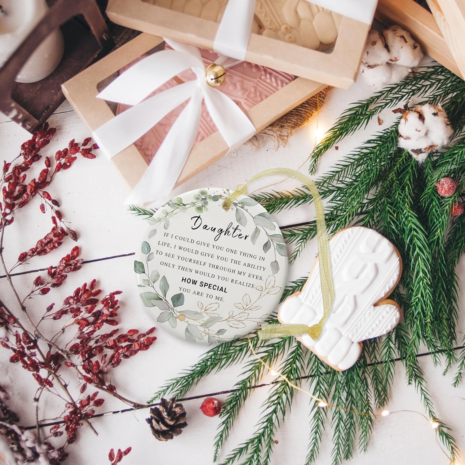 Adornos de regalo para hija de padres 2024, adorno de Navidad para hija para siempre, colgante de mamá papá, regalo de la mejor hija, decoración de