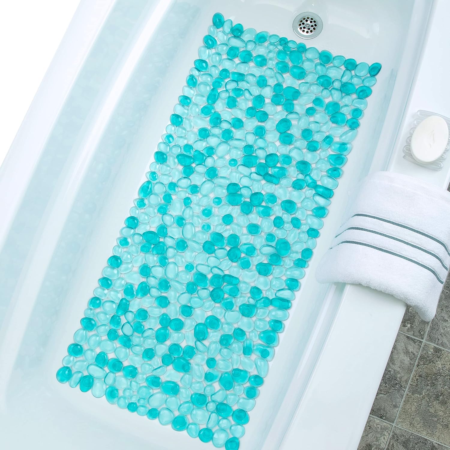 SlipX Solutions Masajeador de pies profundos extra largo para bañera y ducha, 38 x 17 pulgadas, antideslizante, 188 ventosas, se siente muy bien en