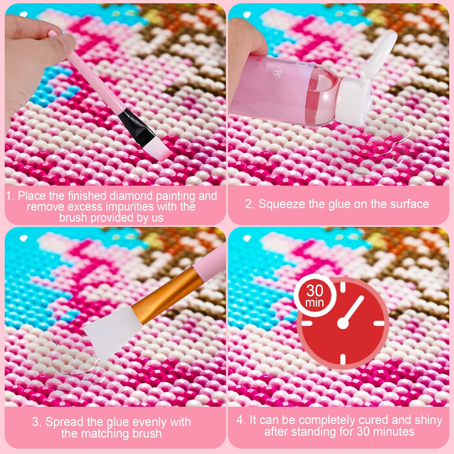 Faburo Paquete de 2 adhesivos para pintura de diamantes (4.1 fl oz*2), accesorios de pegamento para rompecabezas, pegamento transparente con