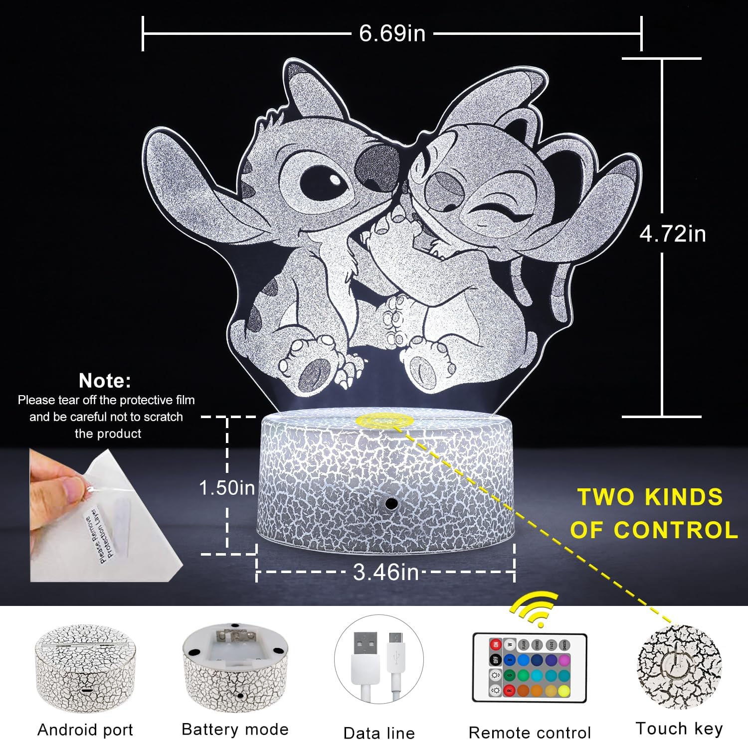 Lámpara de puntada, luz nocturna de puntada, regalos de puntada, luz de puntada, con control remoto y táctil inteligente, lámpara regulable, regalo