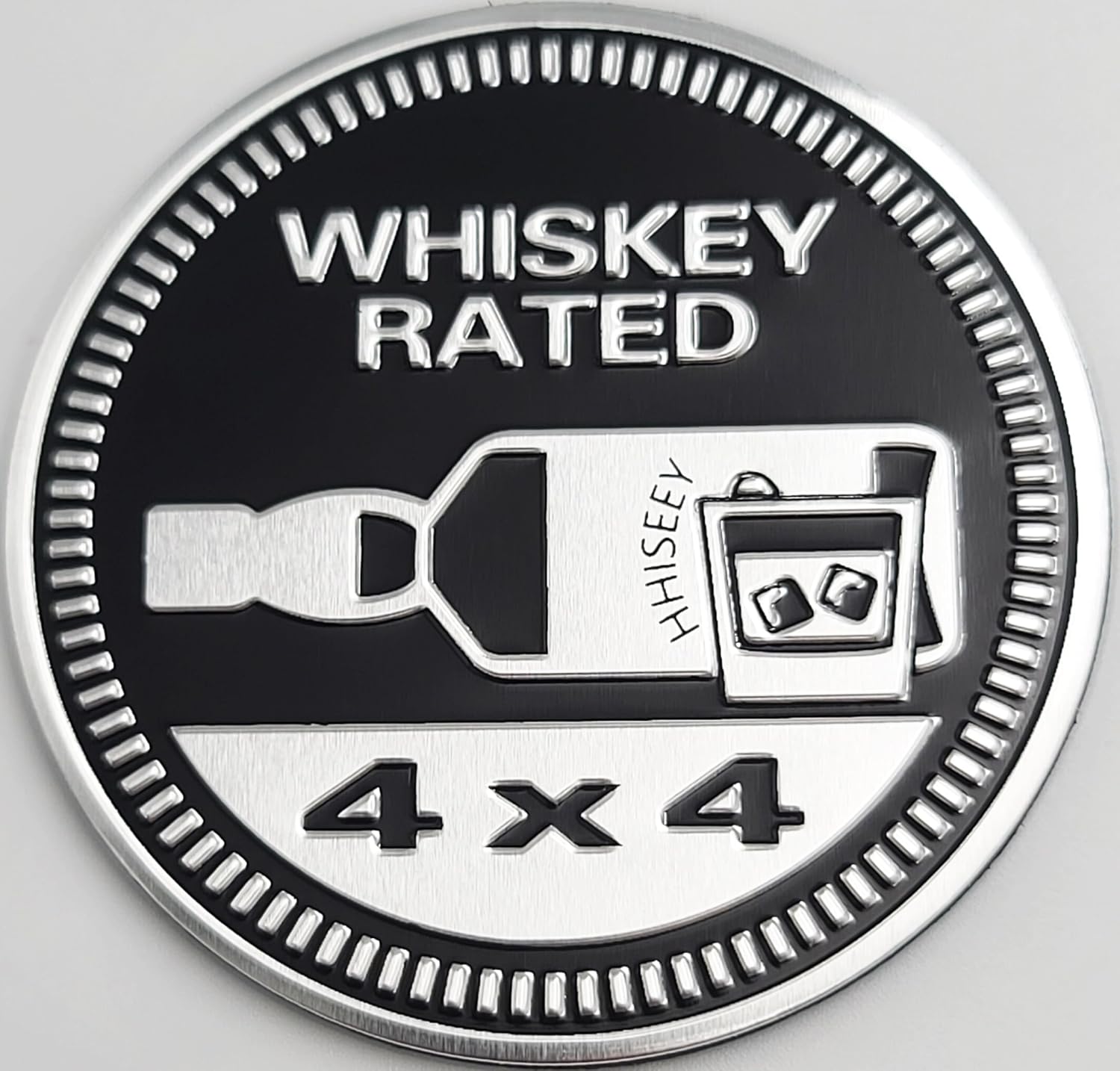1 emblema de metal 3D con clasificación de whisky de 4 x 4, compatible con vehículos Jeep Wrangler, camiones, SUV (clasificación para whisky)