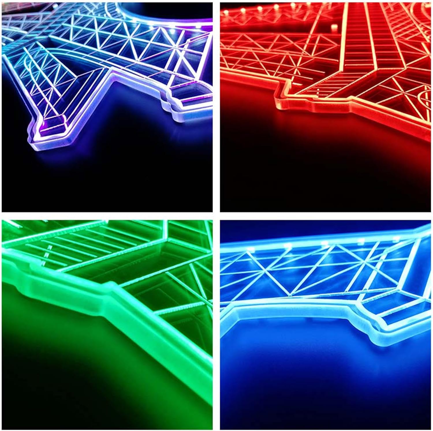 ADVPRO Letrero LED de glamour dinámico RGB de la Torre Eiffel de París, forma de corte a borde, decoración de pared 3D inteligente, iluminación