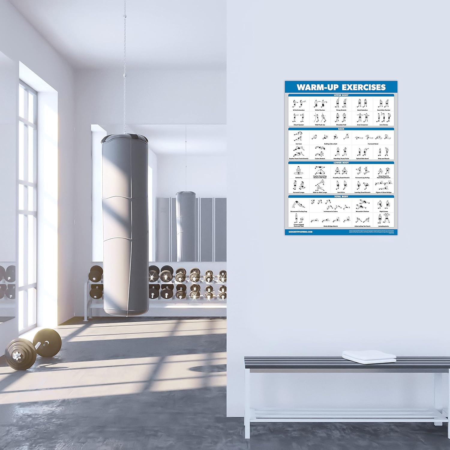 Palace Learning Paquete de 2 ejercicios de calentamiento + ejercicios de pilates – Juego de 2 tablas de entrenamiento (laminadas, 18 x 24 pulgadas)