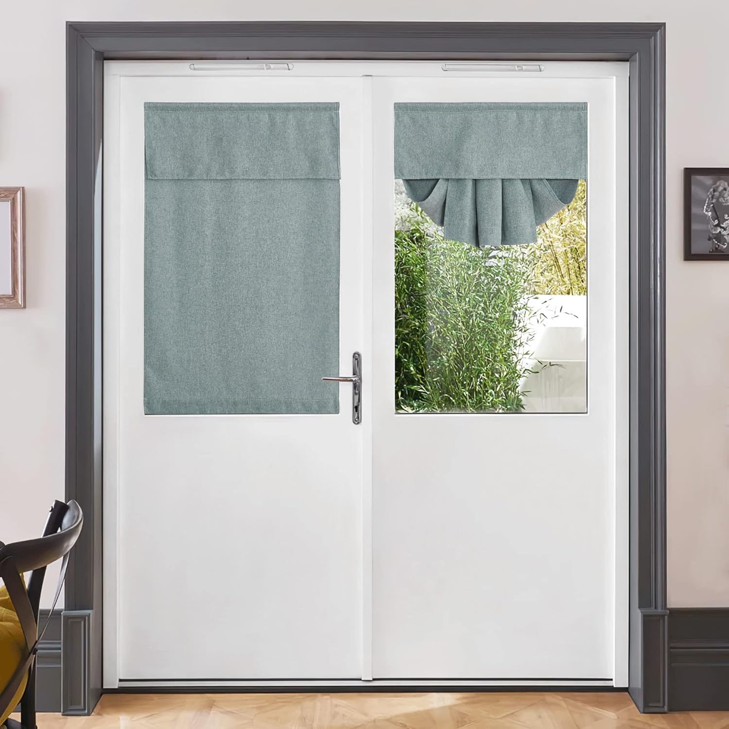 RYB HOME Persiana de puerta francesa, rica textura de lino, para oscurecer la habitación, cortinas de ventana para puerta de vidrio, aislamiento