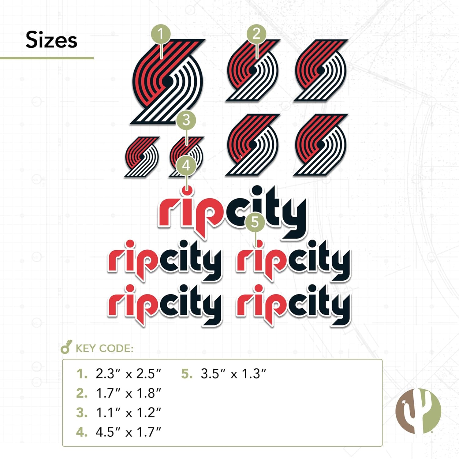 Desert Cactus Portland Trail Blazers – Calcomanía de vinilo con licencia oficial de la NBA, para laptop, botella de agua para automóvil, hoja de